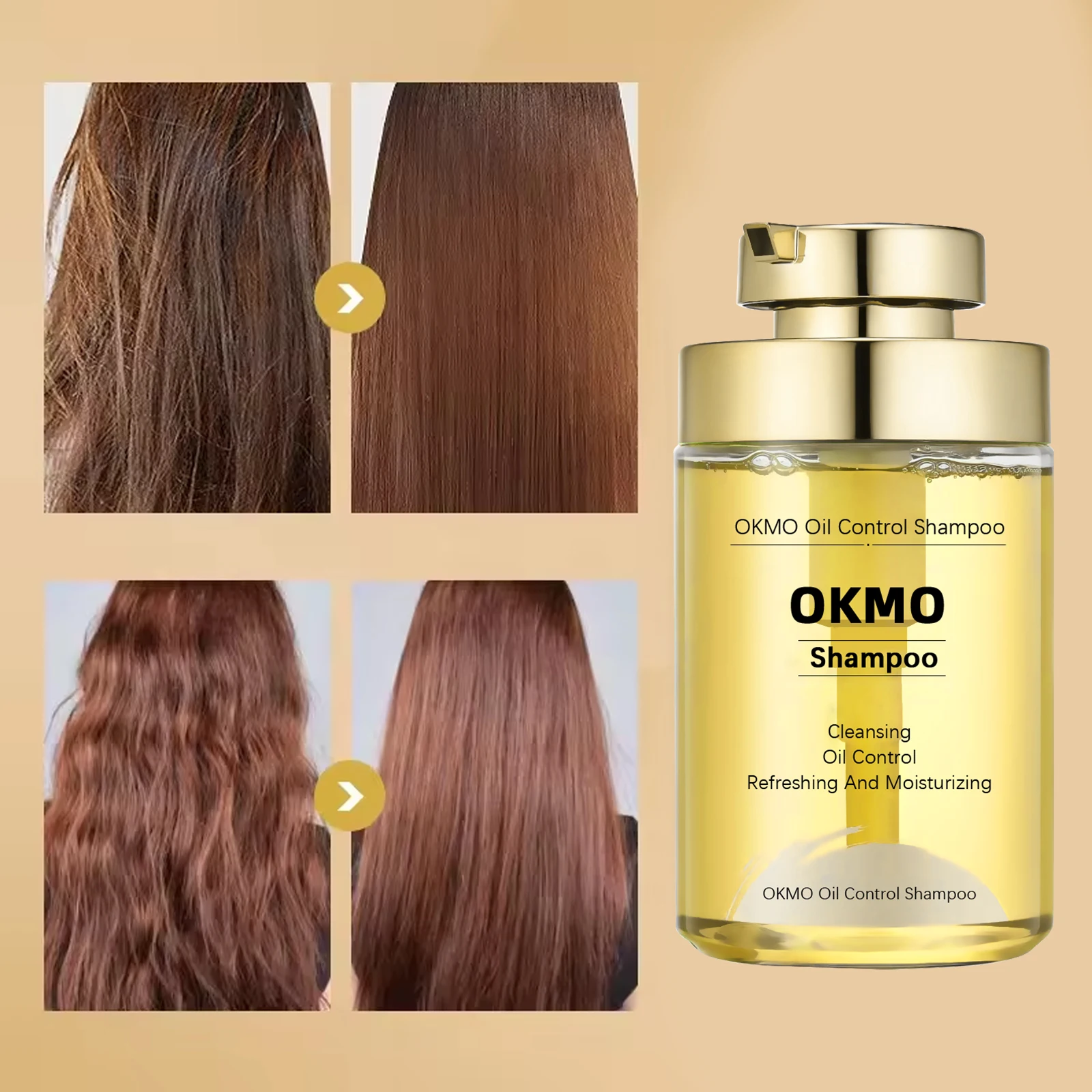 OKMO Hair Shampoo Anti-off Damage Repaired Shampoo Anti-loss Smoothing & Straightening Fluffy oil control Hair shampoo