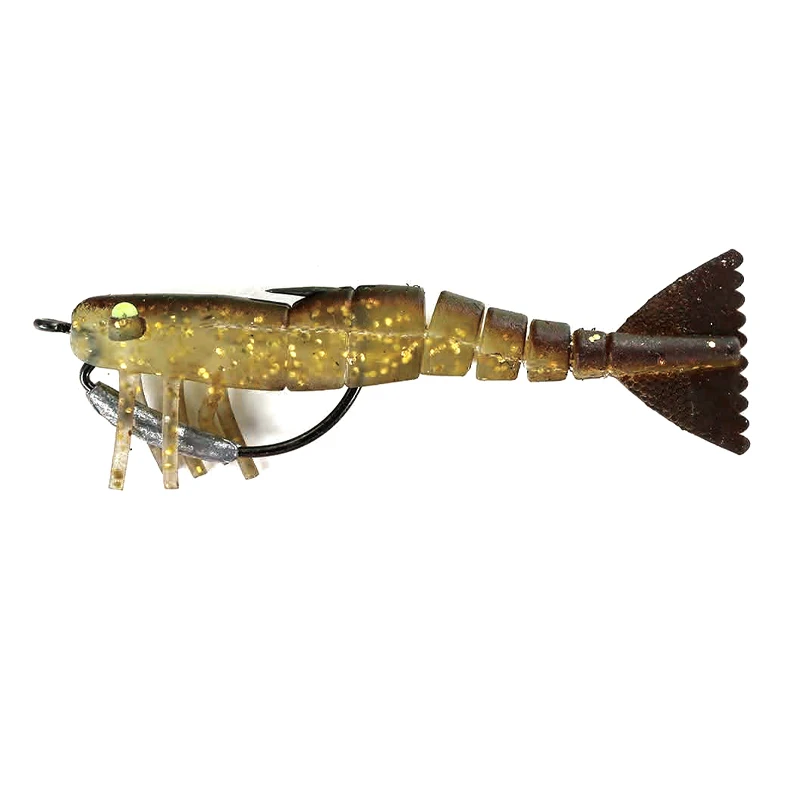 HISTAR OEM 90mm 8g Freshwater Saltwater Product Jointed Shrimp Soft Bait With Hook Luminous Eyes Plastic Prawn Soft Fishing Lure