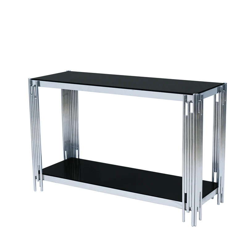 Minimalistic nordic simple mirror glass bedside side console table with golden legs