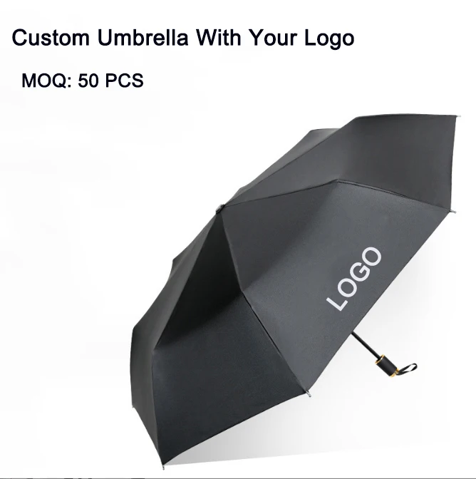 Custom Automatic Open And Close Three Folding Umbrella 3 Fold Lightweight With Logo