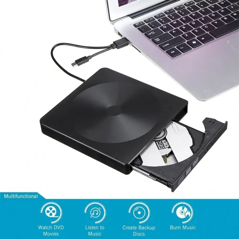 Ultra-thin Type-C USB3.0 External DVD RW CD Writer Drive Burner Reader Player Optical Drives For Laptop PC DVD Burner DVD Player
