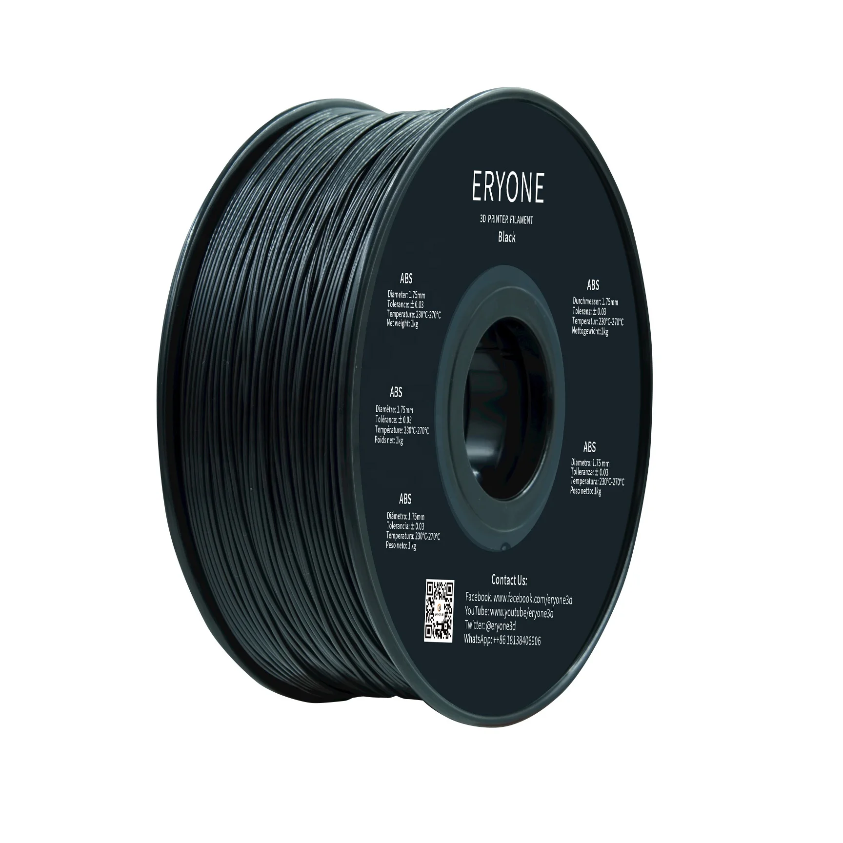 ERYONE new arrival 12 colors 1.75mm  best transparent ABS pla filament 1kg roll for desktop 3d printer