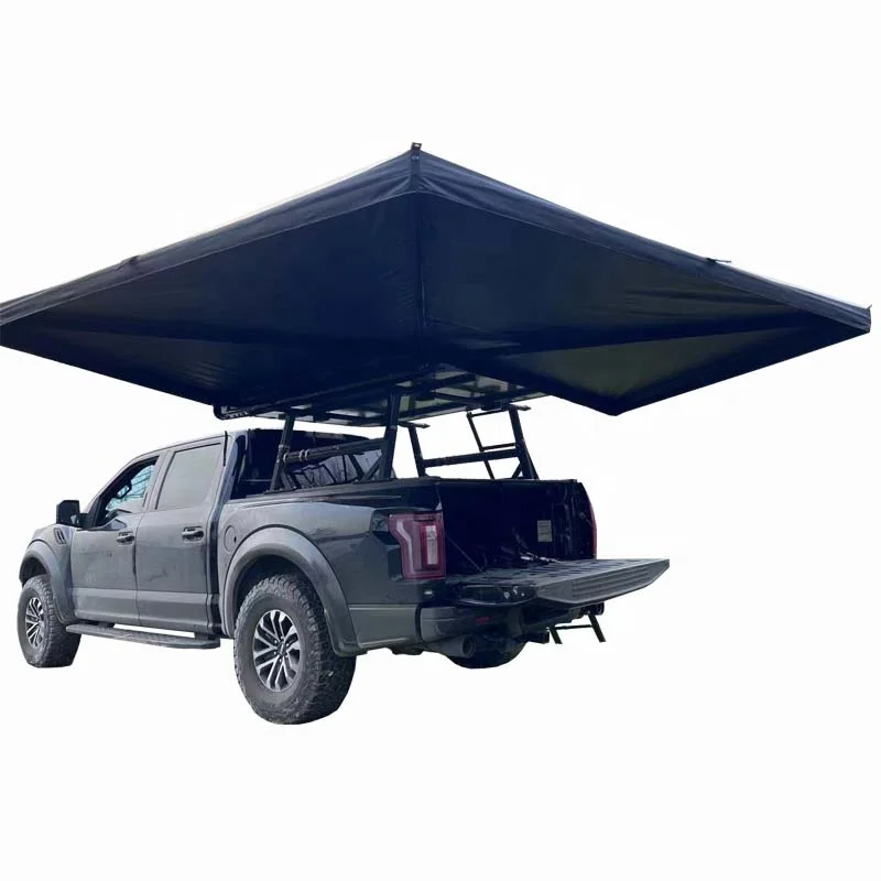 large space sunproof camping canvas free standing batwing foxwing awning without pole