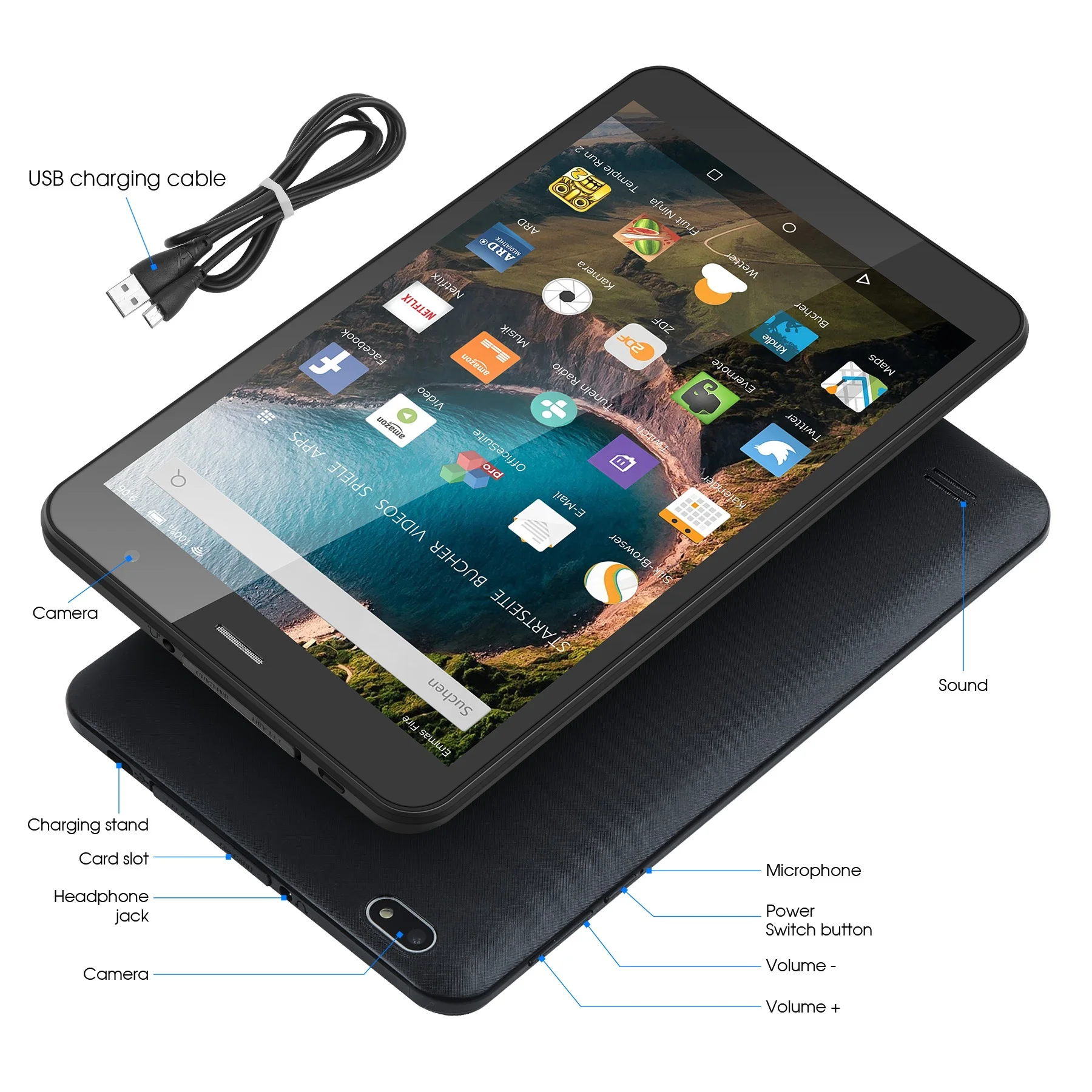 2023 Tablet pc android 11 dual camera wifi with 3.7V/4000mAh battery for 8inch 4G android tablet pc