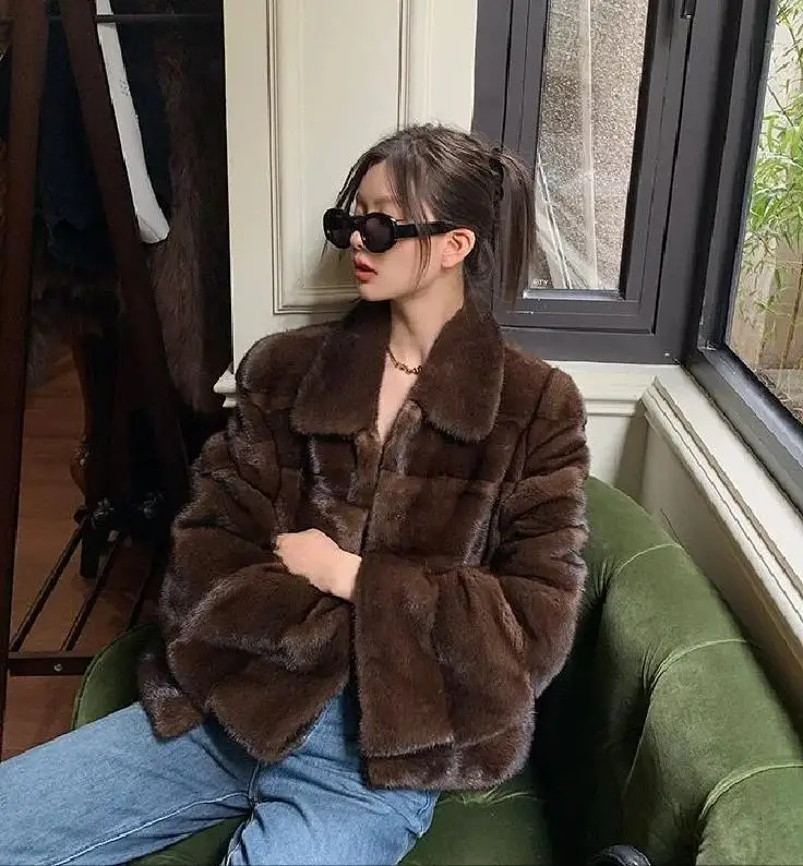 ew mink fur coat for 2024, 100% real mink fur coat, warm and stylish in winter