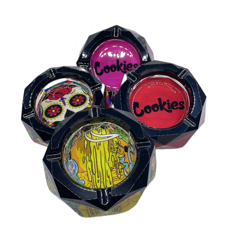 Creative Diamond-shaped Acrylic Custom Ashtray LED lamp Resin Smoking Ashtray Luminous At Night Random Patterns