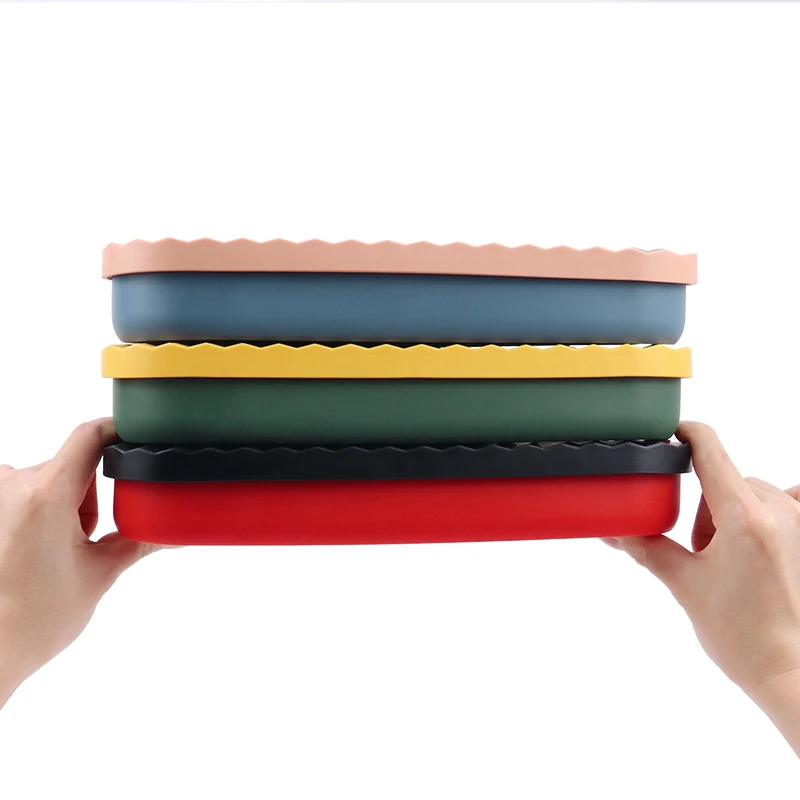 Eco Silicone Pizza Pack Bread Food Storage Container Stackable Microwavable Frozen Collapsible Slice Lunch Pizza Packaging Boxes