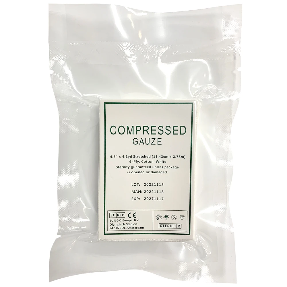 Compressed Hemostatic Soaking Gauze Tactical Portable Medical Emergency Trauma Care Z-Folded Gauze for Wound Dressing Outdoor