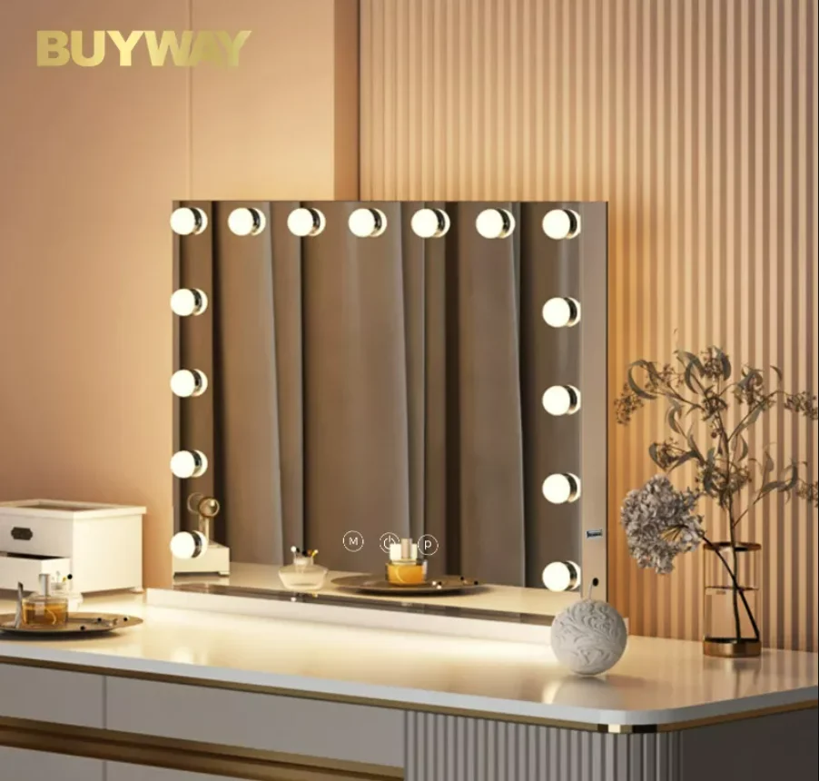 T Smart Mirror Light Hollywood LED Vanity Illuminated Table Makeup Mirror With Bulbs