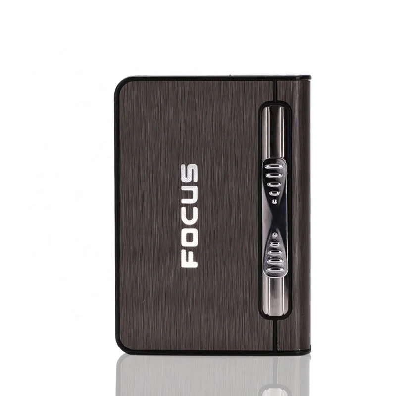 Automatic Aluminum Alloy Ladies Slim cigarette case with lighter