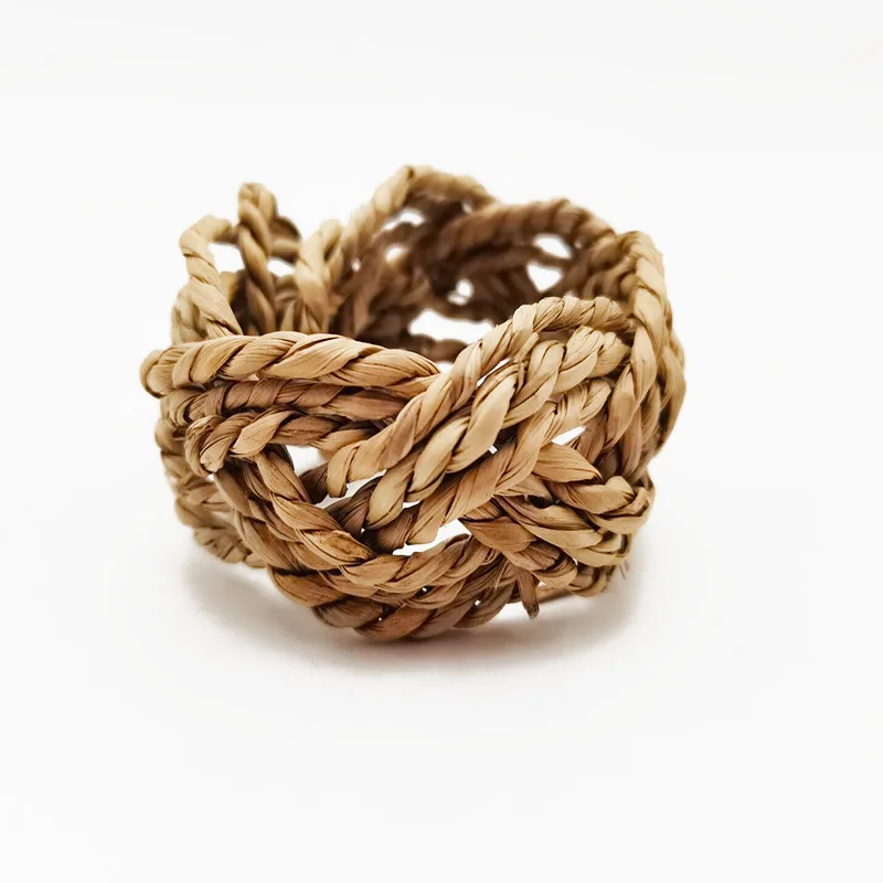 Все натуральные экологически чистые многоразовые плетеные вручную кольца для салфеток из ротанга трава