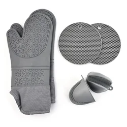 6 Pack Extra Long Baking Mittens Round Potholders and Heat Resistant Mini Oven Mitts Kitchen  Silicone Glove