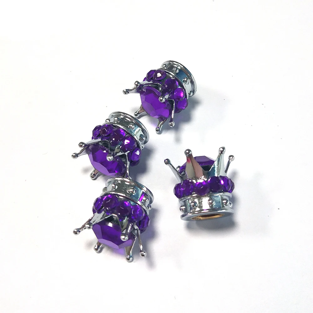 Crown Vehicle Tyre Valve -Caps Colorful Diamond Refitted Valve Stem For Cars Universal Dustproof -Caps