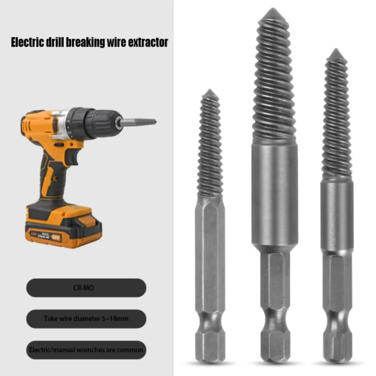 Hexagon handle broken wire extractor reverse thread drill broken sliding screw screw extraction and repair tool