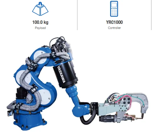 Yaskawa SP100B spot welding robot arm 100 kg payload and 2236 mm arm reach