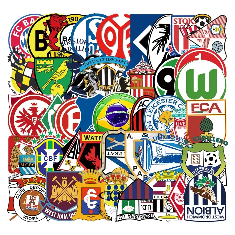 50Pcs Football Club Sport Soccer Player Logo Label Car Helmet Motorcycle Bike Stickers