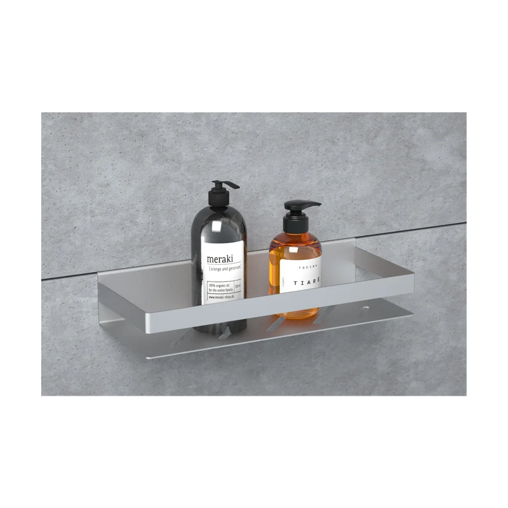 Fenced rectangular stainless steel bathroom shelving for shampoo, shower gel, etc. OEM support