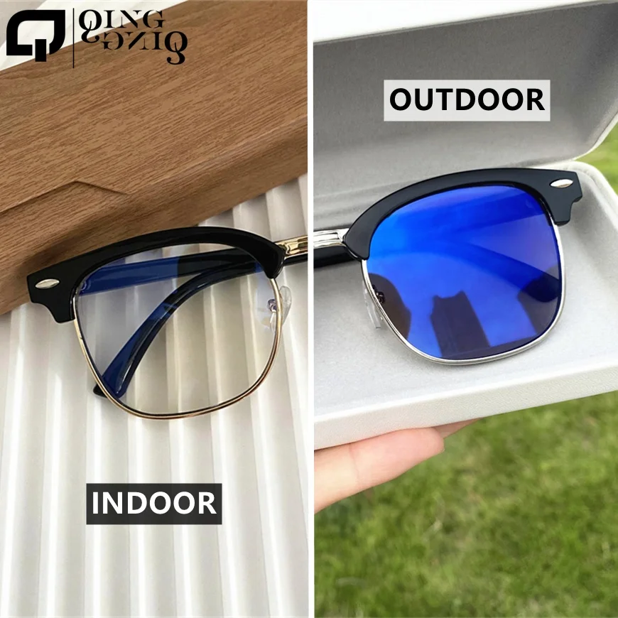 unisex men`s women 2025 circle eyebrow gold silver black retro photogray anti reflet 2024 2024 uv400 photochromic sunglasses
