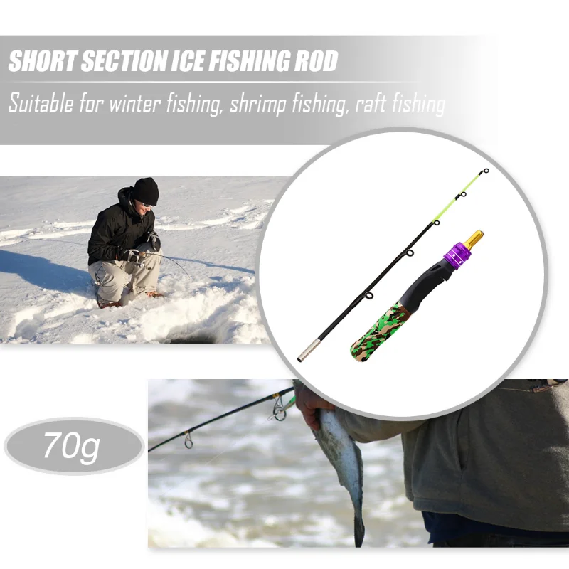 Tcoedm 61cm Ice Fishing Rod Carbon Spinning Winter Raft Shrimp Carp Fishing Child Pole Winter Fishing Rod