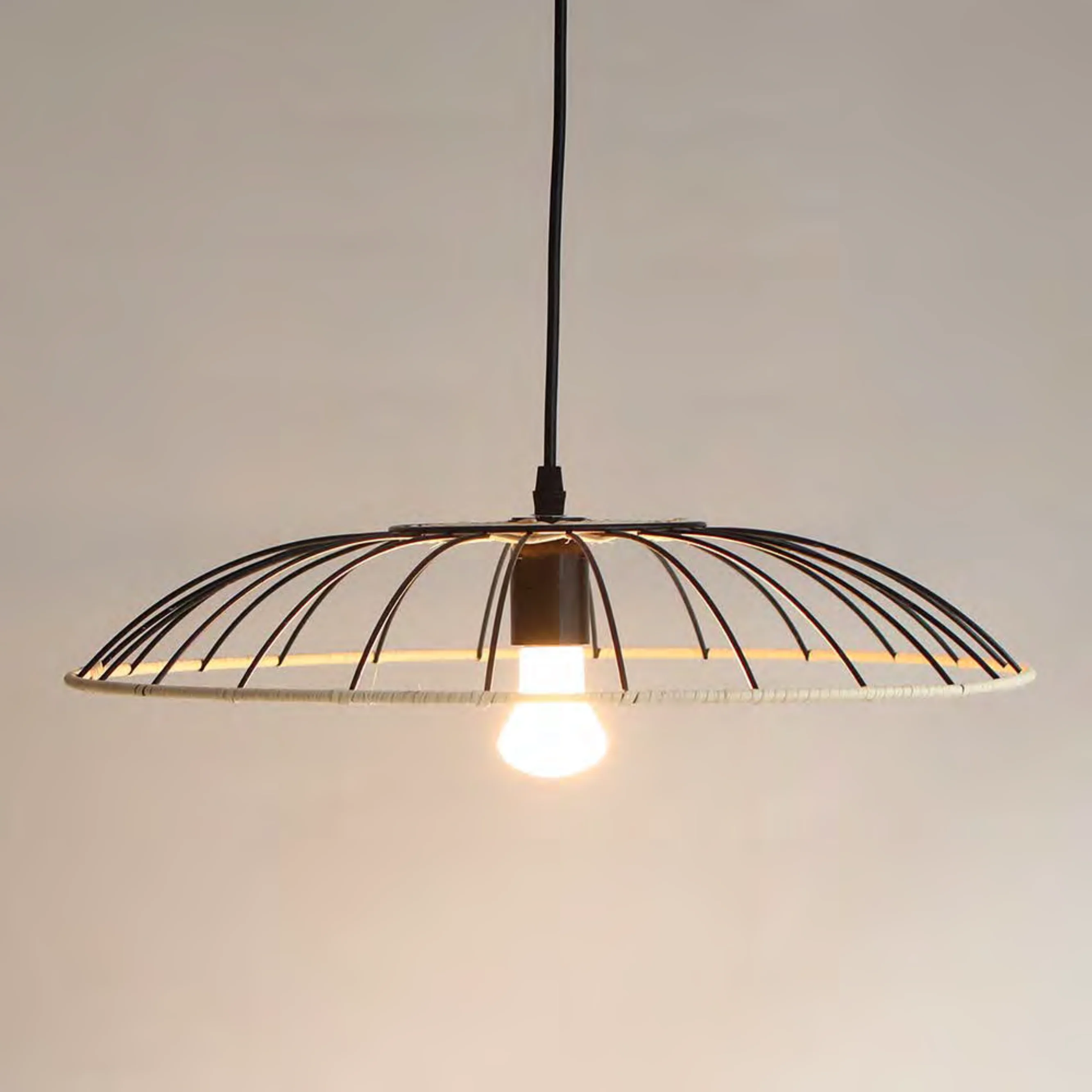 Modern bamboo woven bamboo rattan canes woven iron chandelier restaurant manual lamps and lanterns