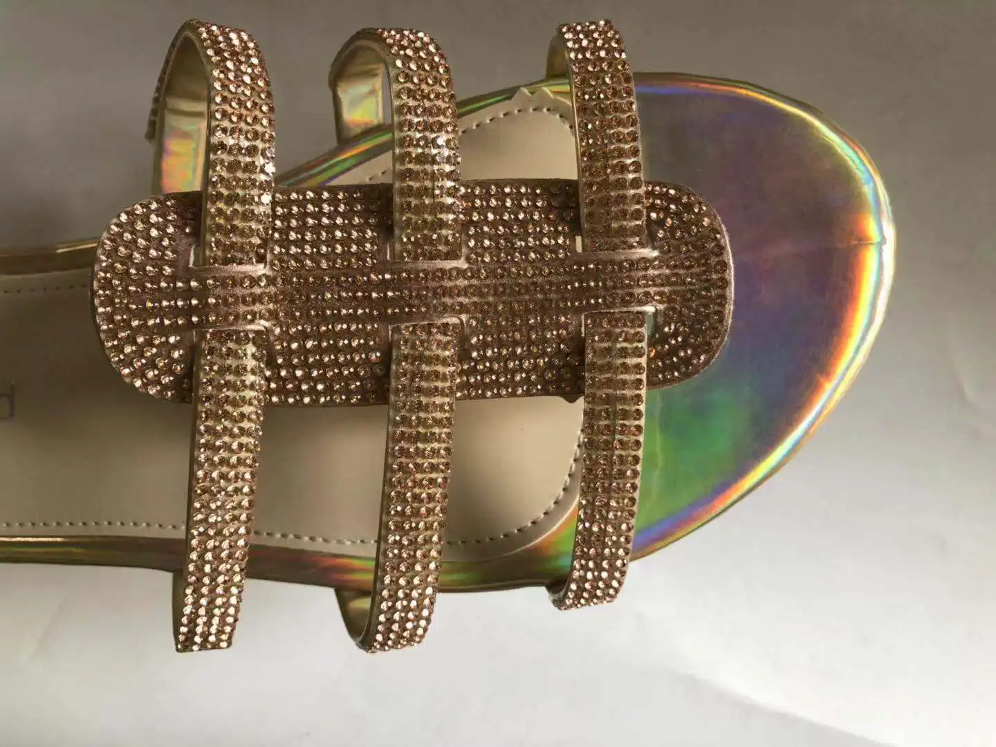 
Factory direct sale cheap ladies flat slippers rhinestone sequin casual slide slippers 