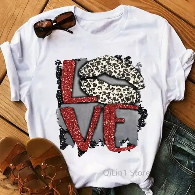 2022 Summer Printed T Shirt Women Wholesale T Shirt Tops Funny Cheap High Quality Lips Graphic Plus Size S-5XL T Shirt for Women