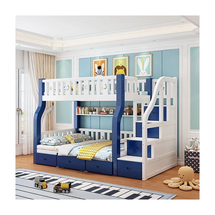 Factory Price Adjustable Size Multicolor Solid Wood Bunk Bed