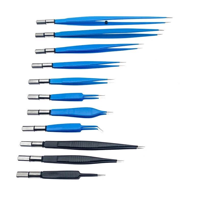 PAPPS Professional stainless steel blue coated color Reusable Bipolar Forceps Straight with Fine Tip