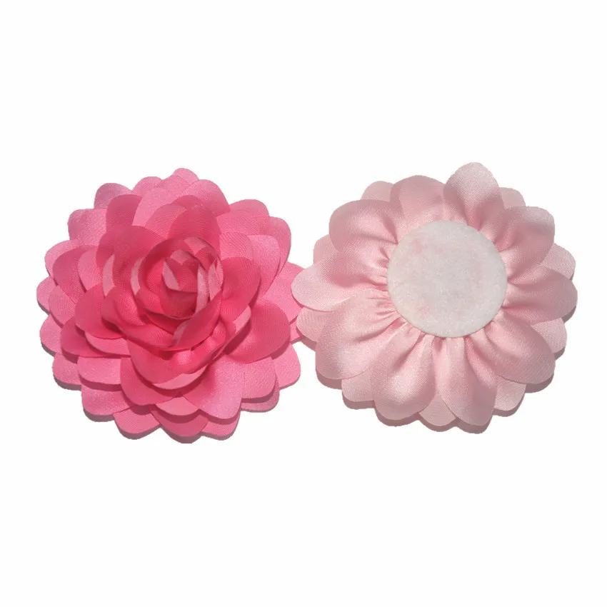 Newest 3.2' Satin Ribbon Flower Multy Layer Fabric Flower For Girls Headwear Accessories