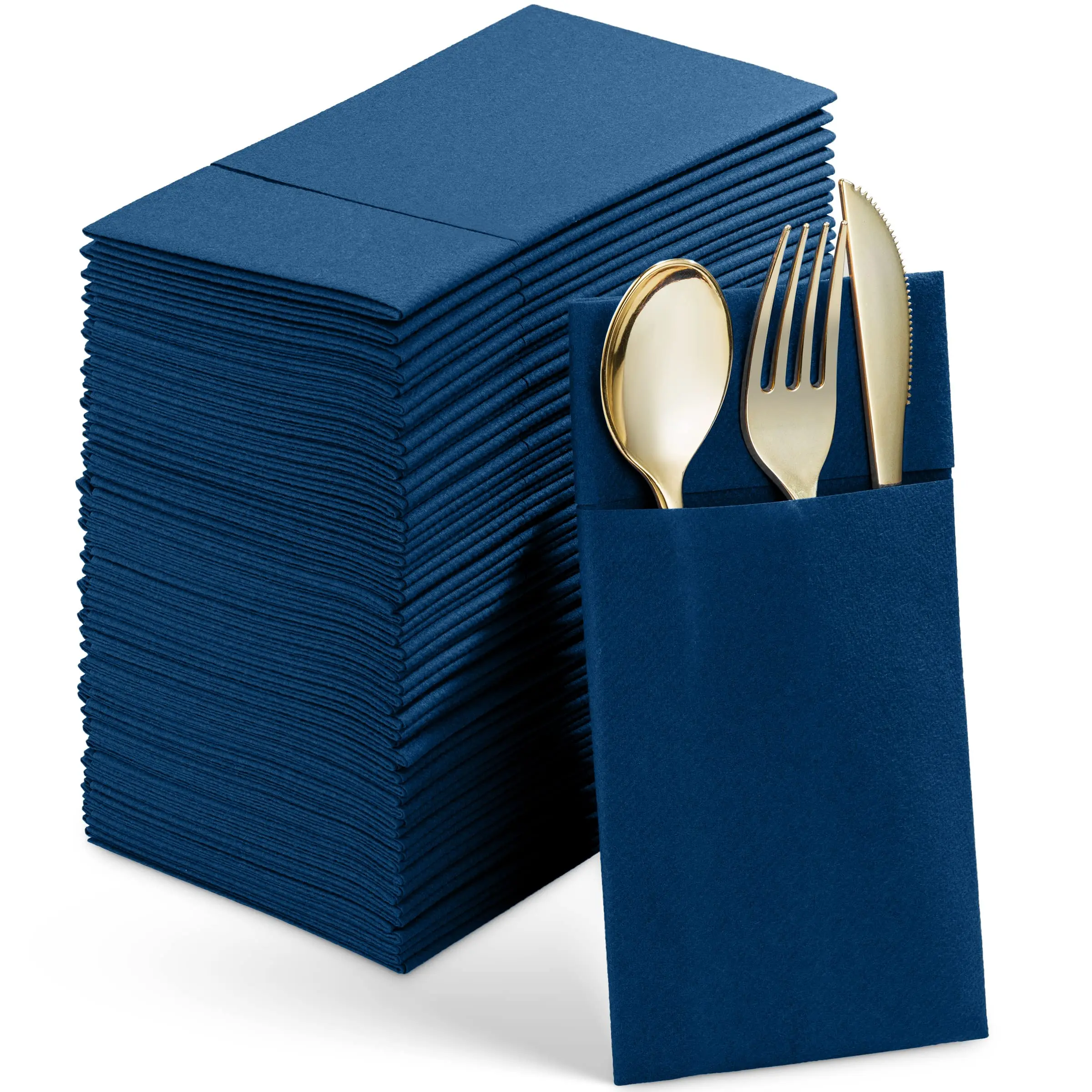 Dinner Napkins Disposable Cloth Like with Bulit-in Flatware Pocket Pre folded Paper Napkins Linen Feel Paper Hand Napkins