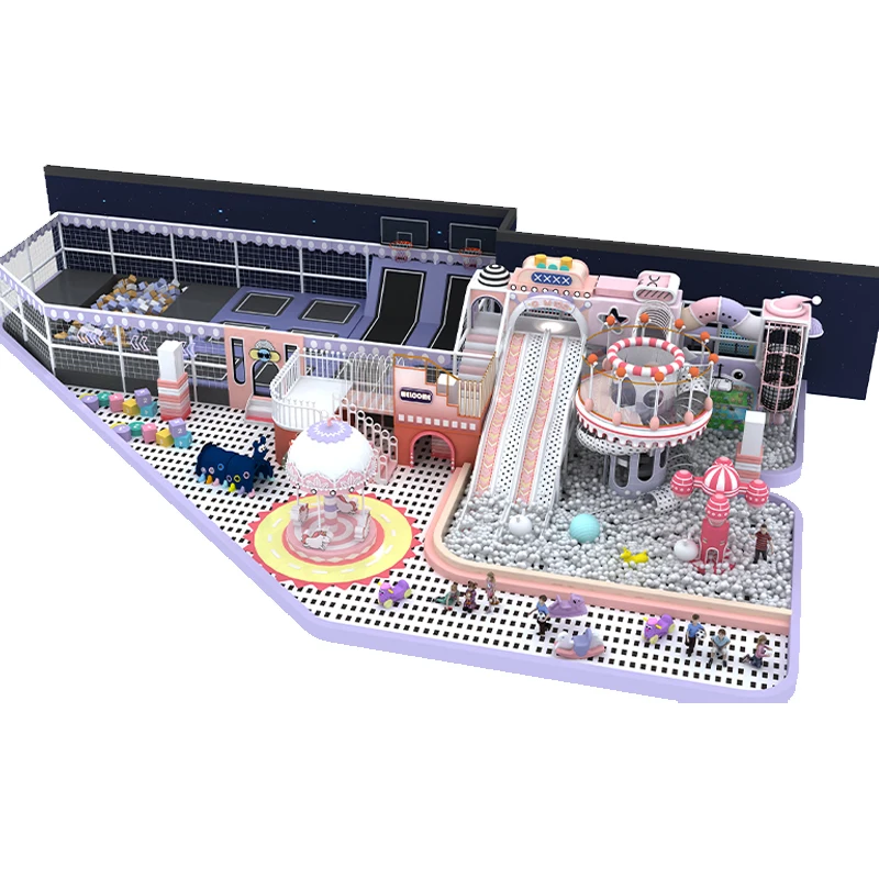 Dreamy Pastel Paradise Large Indoor Playground by Leading Manufacturer Featuring Slides and Ball Pit