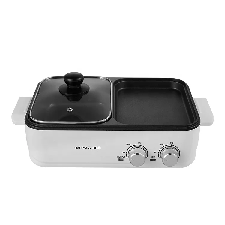 Best Seller Korean Bbq Grill Plate Health Indoor Multifunctional 2 In 1 Smokeless Bbq Electric Grill With Hot Pot