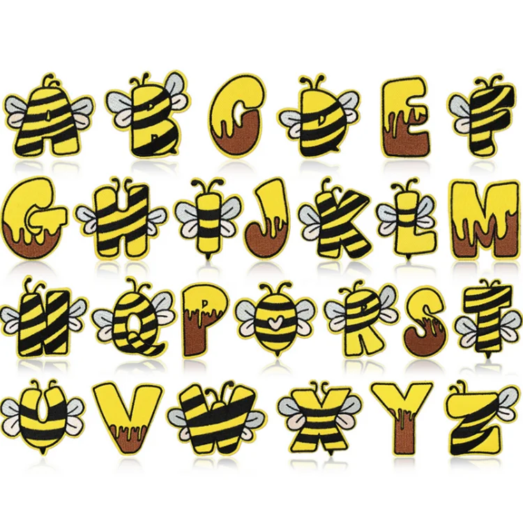 Lovely Animal Bee Patch Design Embroidery Iron on Letter Patches for Bag Clothing Hat