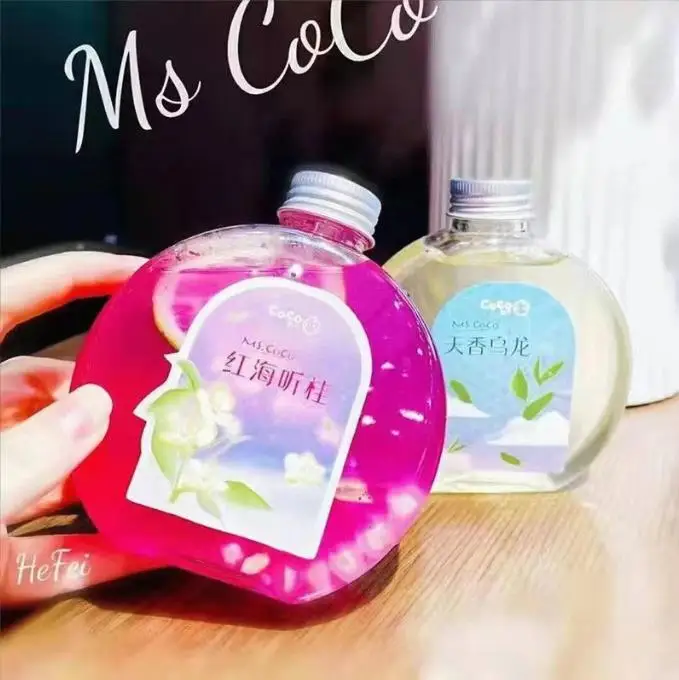 Customized High-quality 500ml 16 oz Flat Round Empty Oval PET plastic Beverage Juice Bottle for juice packing with Aluminum lid