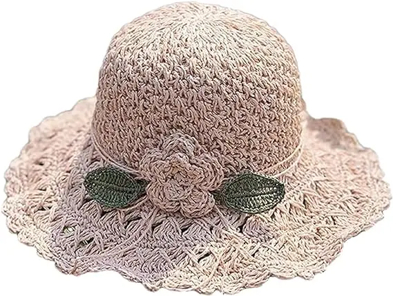 BESTELLA Brand Wholesale custom logo print Bohemian Elegant Crochet women summer wide brim sunshade flower foldable straw hat