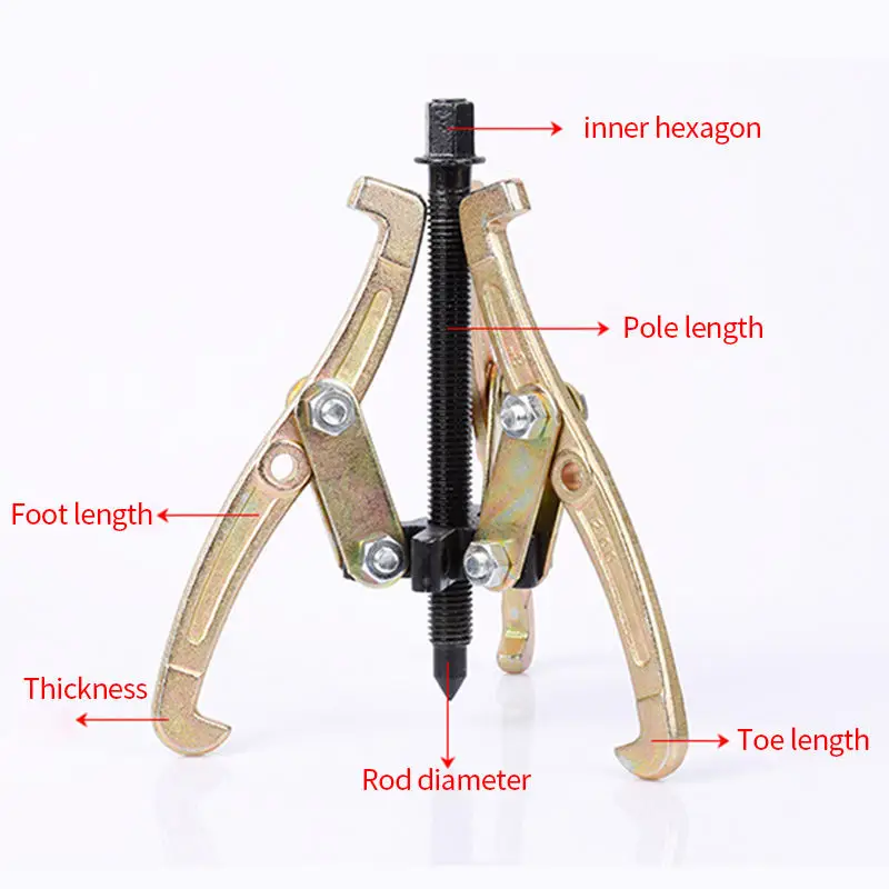 High Quality Carbon Steel Forged Three-Claw Puller Double-Hole Multi-Purpose Gear Puller 6 8 10 12 24 Inch Multi-Specifications