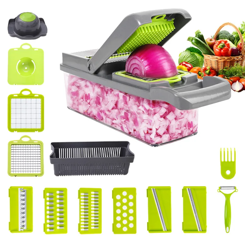 Hot Selling Vegetable Chopper 14 In 1 Manual Hand Easy Use Multifunctional Vegetables Cutter Kitchen Slicer Vegetable Chopper