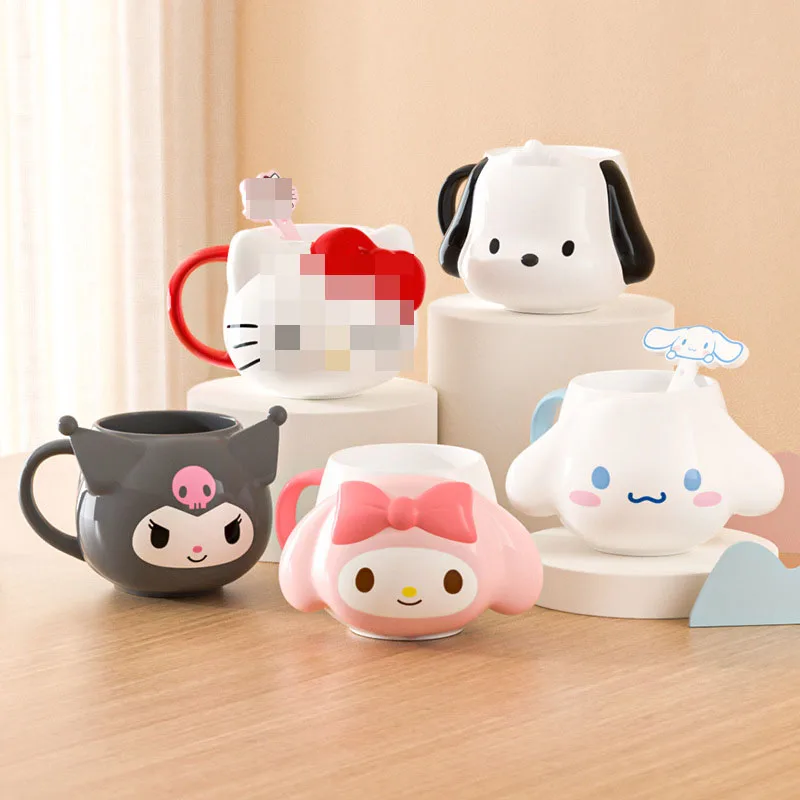 Мультфильм аниме Kuromi Sanrios 3D милая керамическая кружка каваи Мелодия помпон трехмерная форма кофейная