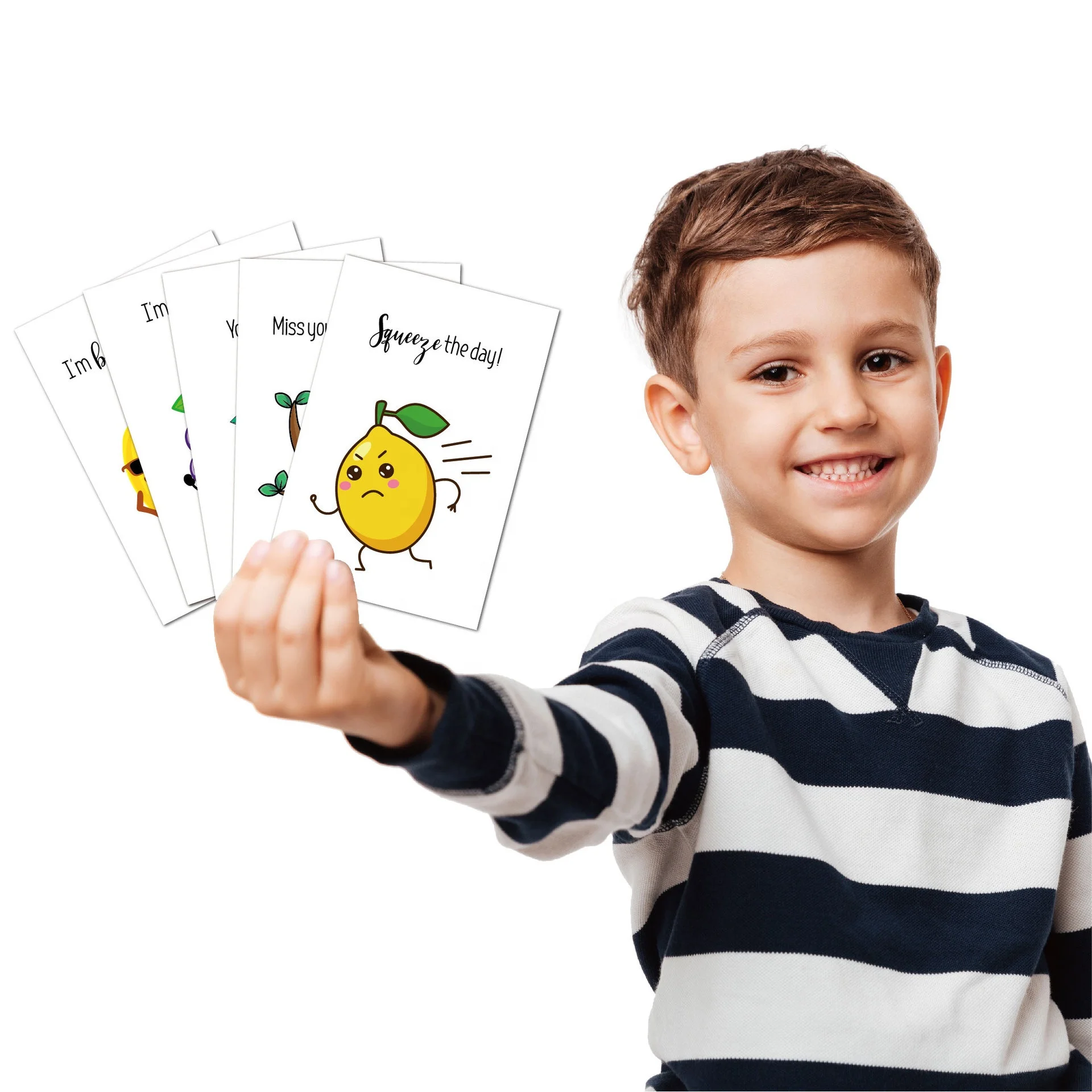 Custom 40pcs Cute Cartoon Handwritten Blessing Message Greeting Card Postcard For Kids
