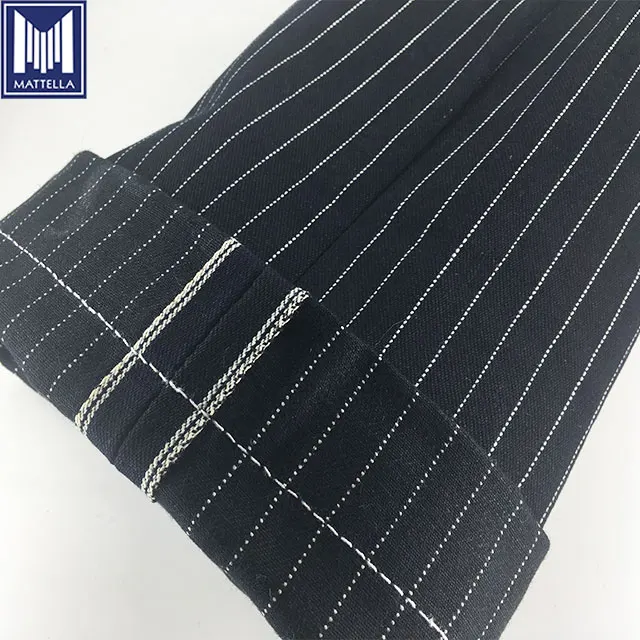 stocklot wholesale rolls of wabash style 100% cotton hickory pinstripe selvadge denim fabric for gentleman suits jeans vests