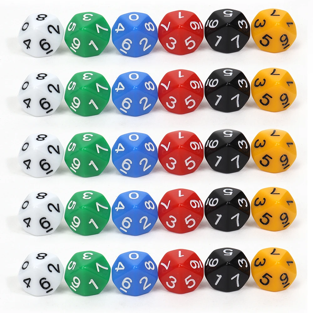 Factory supply d10 polyhedral bright blue dice white number 1 to 10 bulk eco friendly acrylic custom color for casino board game