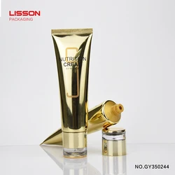 wholesale luxury refillable  body butter lotion in a large tube squeeze facial cleansing tube packaging with acrylic screw cap