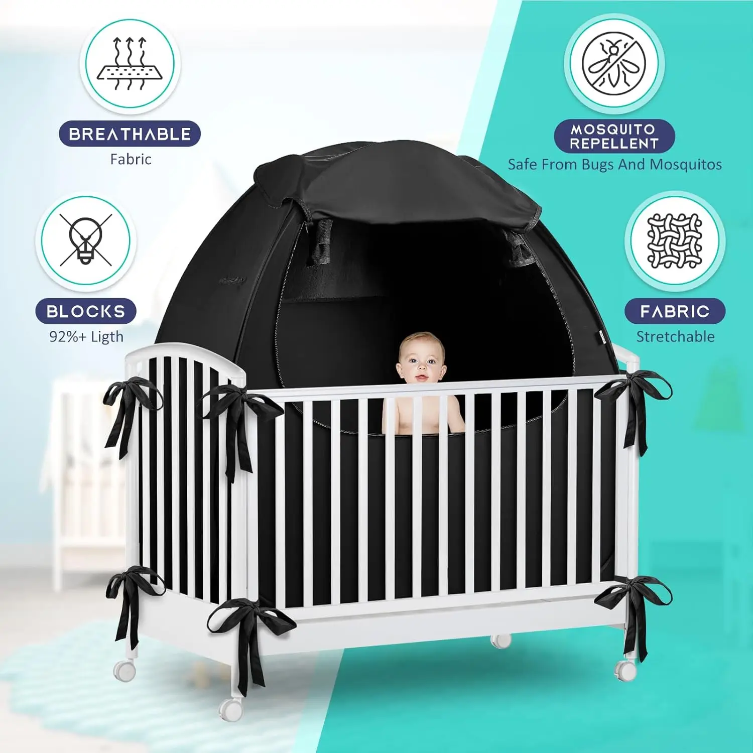 Pop Up Pack N Play Travel Blackout Crib Tent Portable Sleep Pod Baby Blackout Tent for Babies