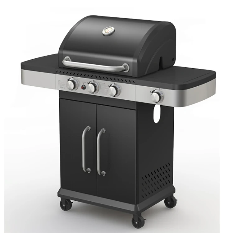 High Quality 6 Burners Cast Iron Grill Barbecue Electronic Pulse Ignition, Folding Charcoal Bbq Grill