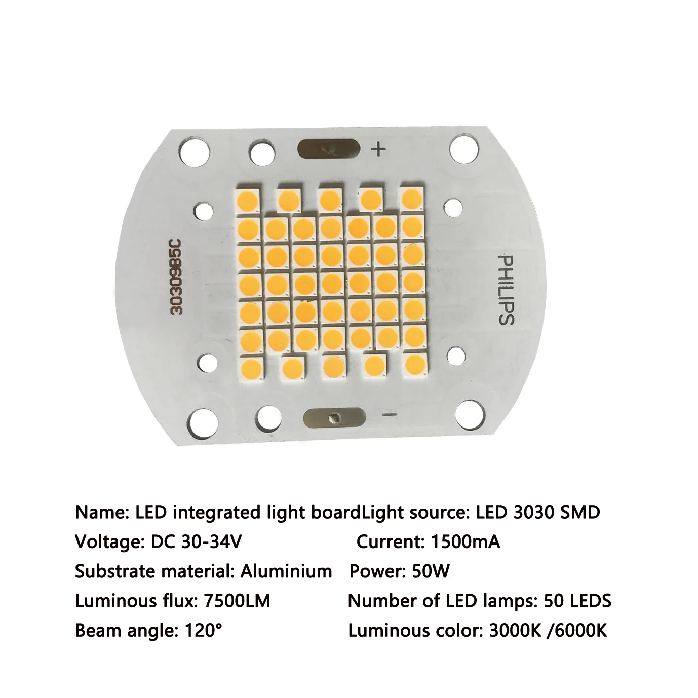 High Power 50W 50LEDs 3030 SMD Integrated Light Panel Bright LED Emitting Diode Constant Current DC 30V-34V 3000K-6000K Green