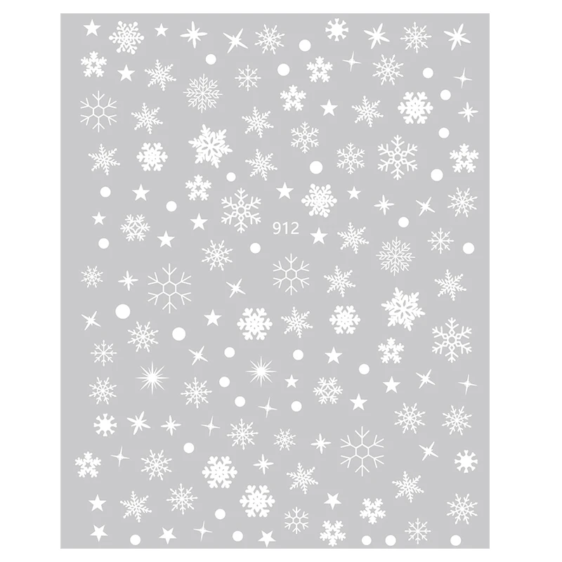 Professional Laser Gilding Nail Stickers Winter Snowflake Elk White Color Christmas Nail Stickers