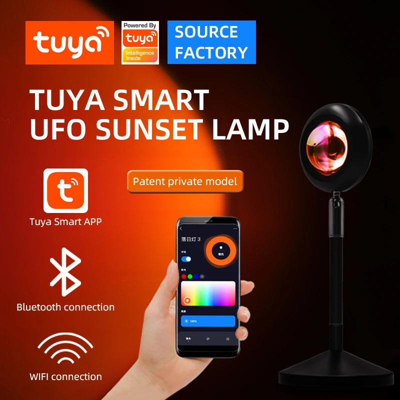 Tuya Sunset Projector Lamp 16 color Decoration Sunset floor lamp Wifi Mobile APP Remote Control Tuya Smart RGB Sunset Lamp
