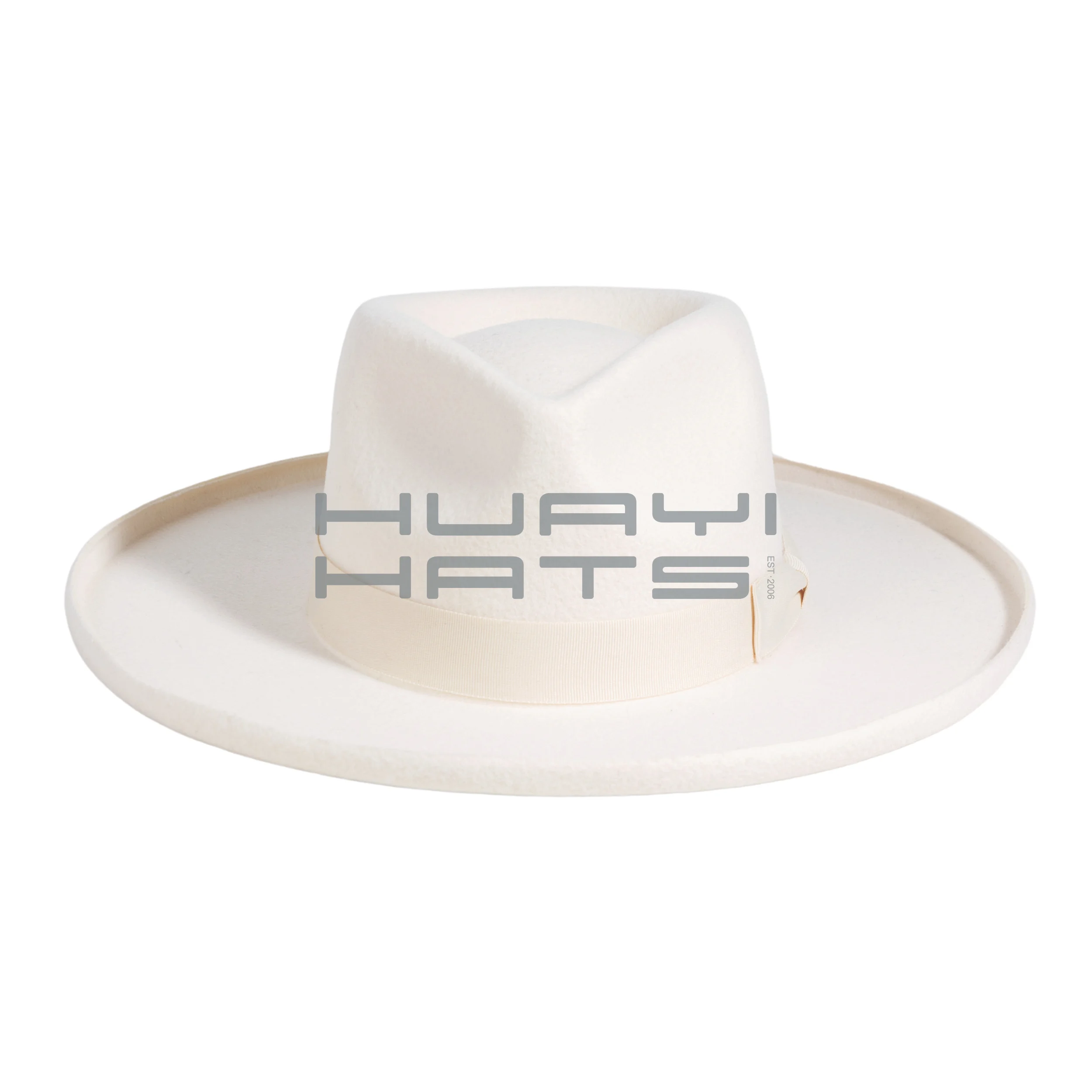 High Quality White Luxurious Ladies Wide Brim Wool Felt Fedora Hat For Adults