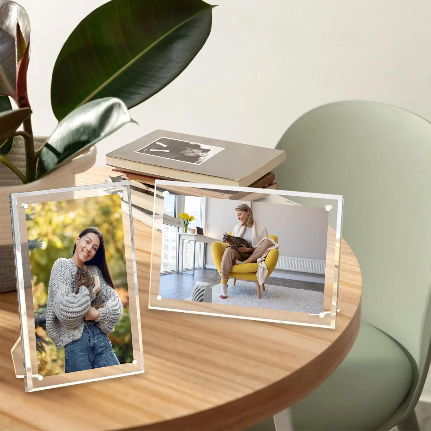 Acrylic Clear Photo Frame with Magnets Clear Picture Frames with Stand Acrylic Frame for Tabletop Display