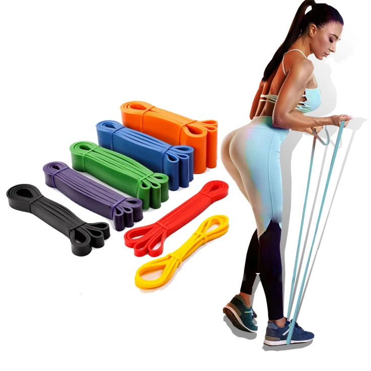Custom Logo Workout Equipment Training Elastic Rubber Gym Yoga Exercise Fitness Expander Resistance Bands Set 4